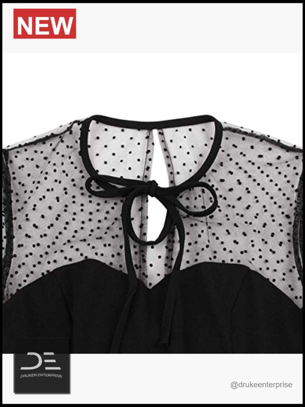 Vintage 1950s Polka Dot A-Line Cocktail Dress with Lace Up Back - Picture 3 of 7